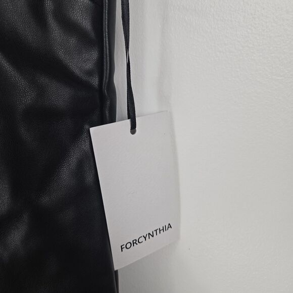 For Cynthia Women's Size Large Black Faux Leather Tank Top Feather Trim NWT - Picture 5 of 6